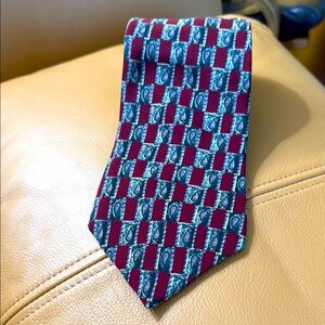 Turquoise Box 275 ZYLOS George Machado Silk Paisley Neck Tie - Red and Blue